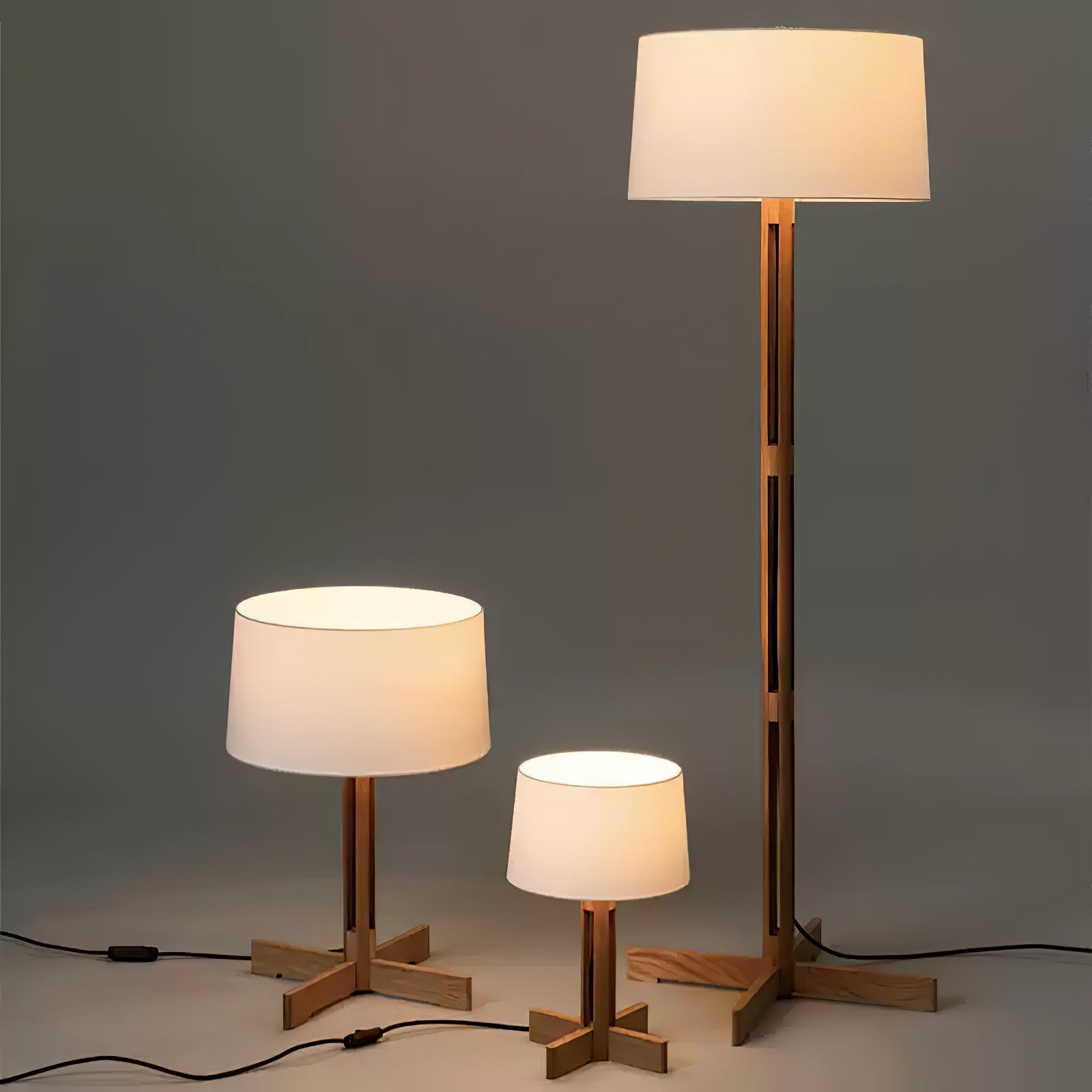 Terray Wood Fabric Classic Floor Lamp - Letslighting