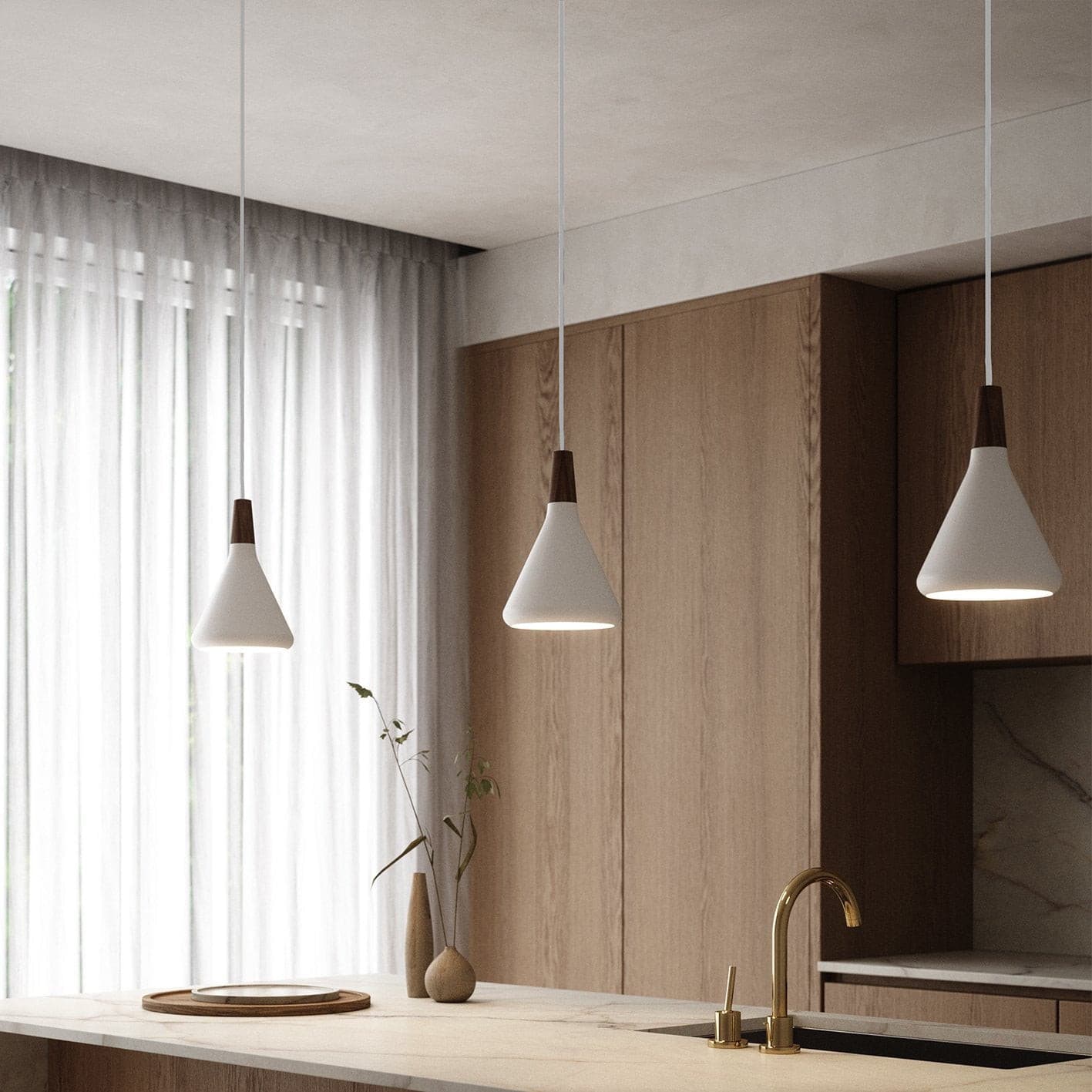 Nori Pendant Lamp Minimalist Shape With Wooden - Letslighting