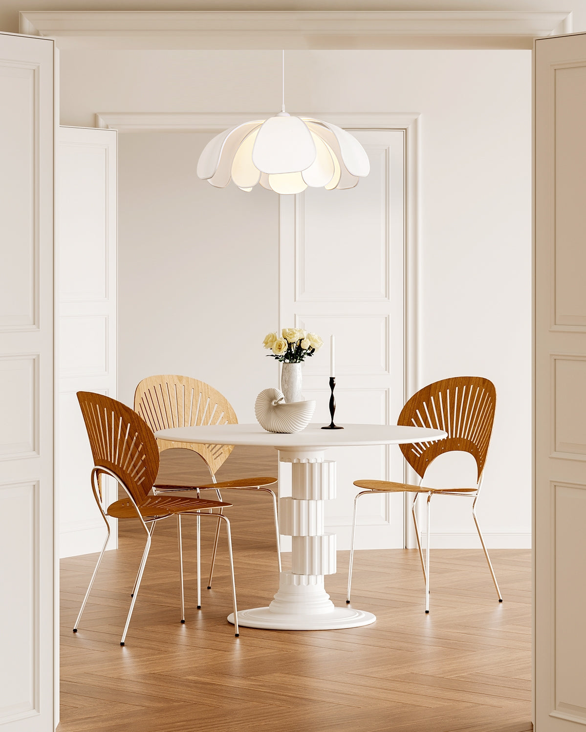 Norm Pendant Lamp Fabric Petal Shade For Dining Room - Letslighting