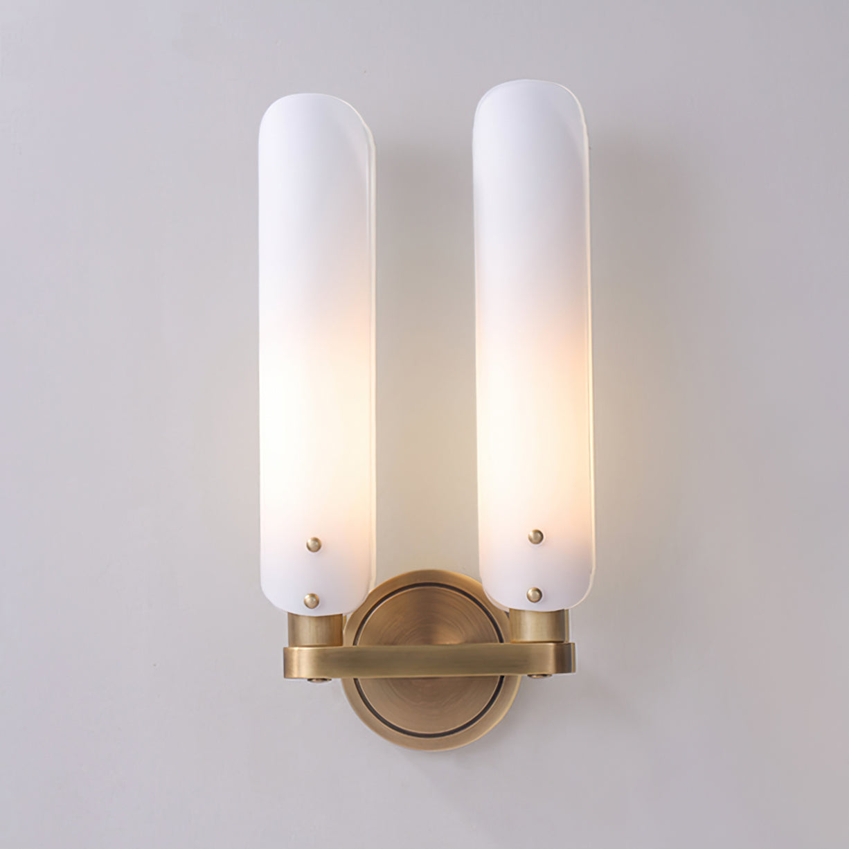 Norwalk Wall Lamp Brass Base With Dual Glass Shades For Hallways - Letslighting