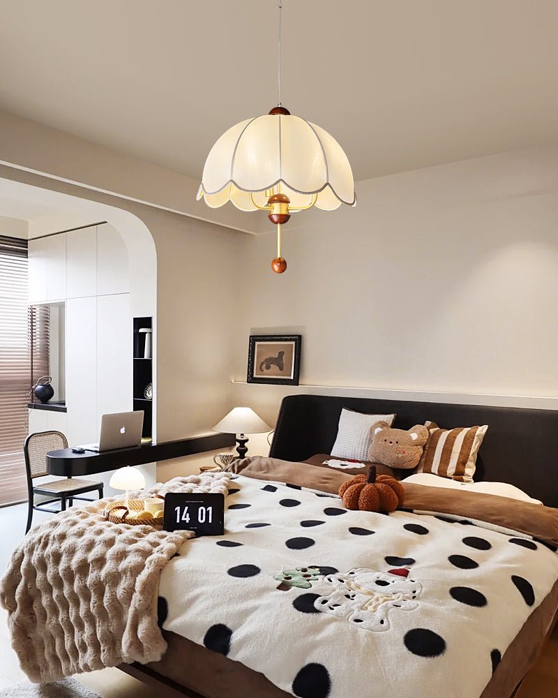 Varaeia Traditional Elegance Bloom Fabric Wood Pendant Lamp - Letslighting
