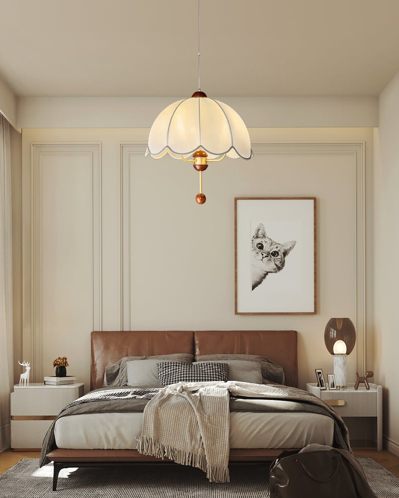 Varaeia Traditional Elegance Bloom Fabric Wood Pendant Lamp - Letslighting