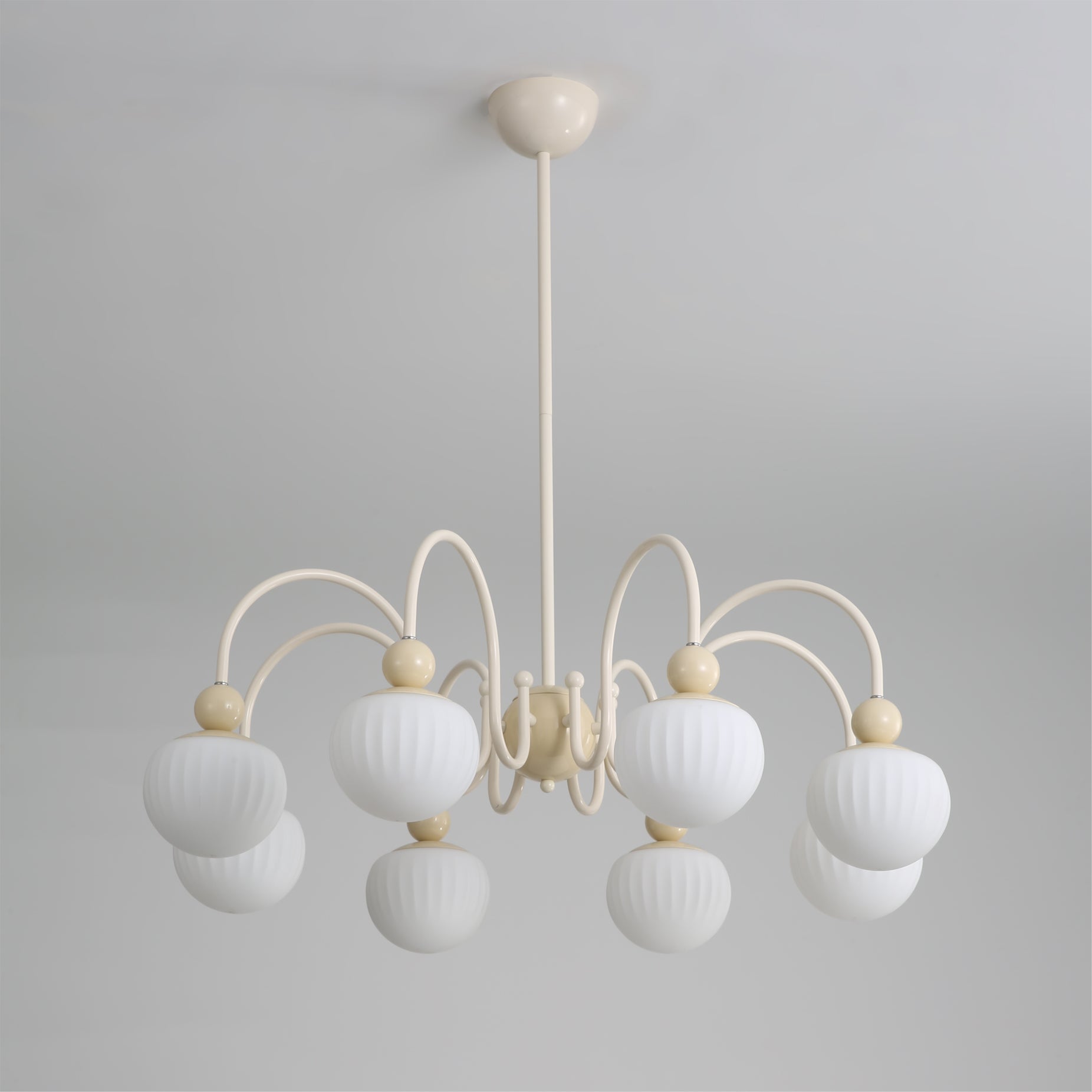 Notti Chandelier Cream Finish With Frosted Glass Globes - Letslighting