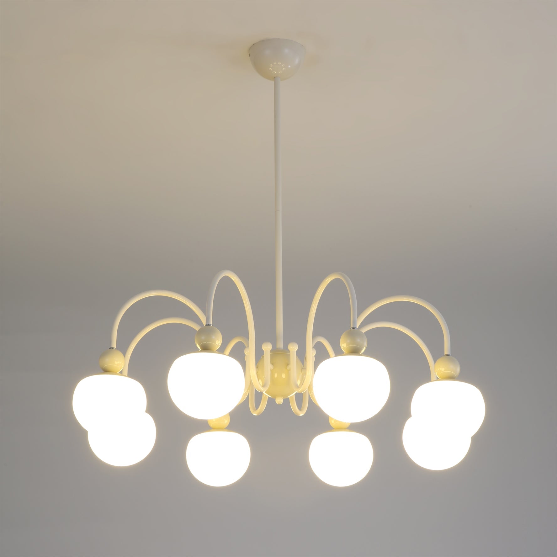 Notti Chandelier Cream Finish With Frosted Glass Globes - Letslighting