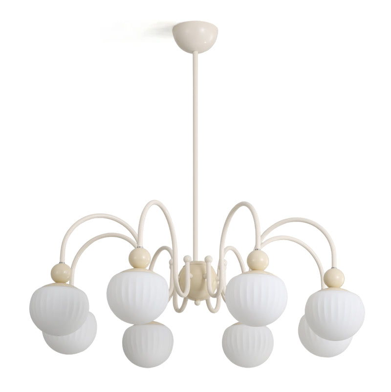 Notti Chandelier Cream Finish With Frosted Glass Globes - Letslighting