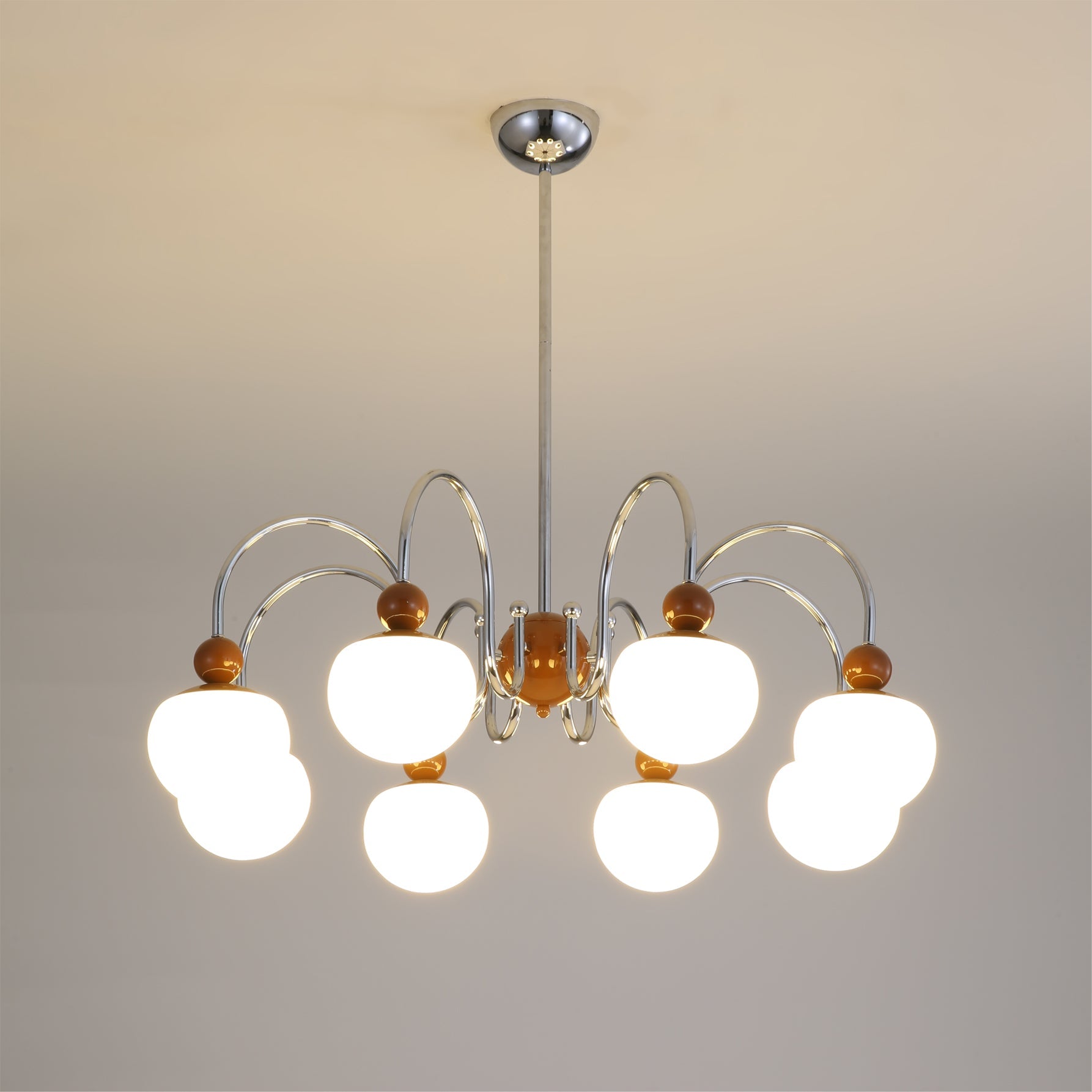 Notti Chandelier Cream Finish With Frosted Glass Globes - Letslighting