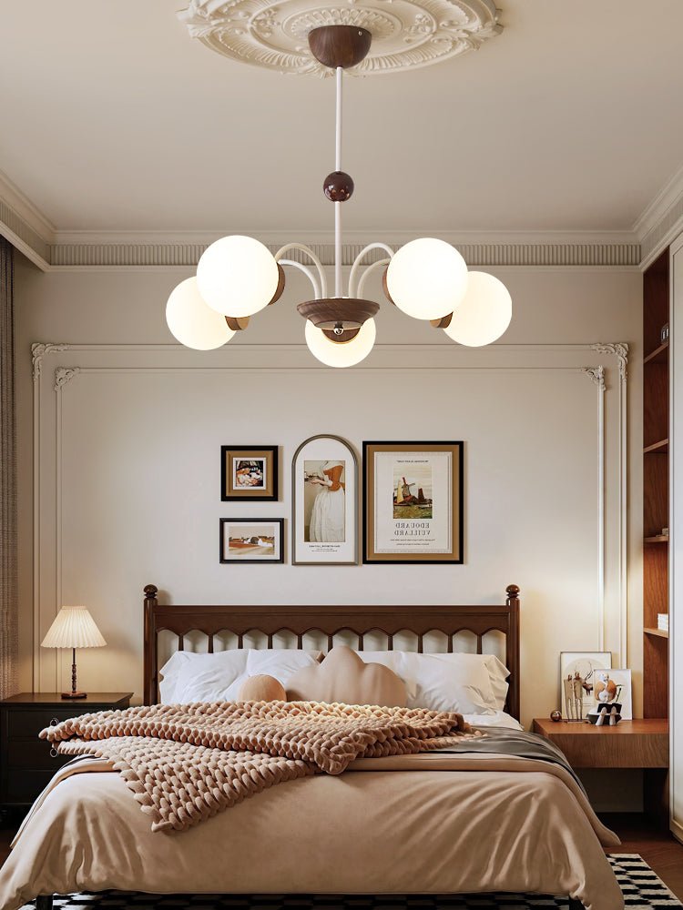 Lustra Chandelier Wood Glass Contemporary Curved - Letslighting