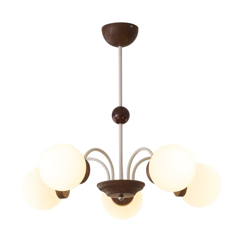 Lustra Chandelier Wood Glass Contemporary Curved - Letslighting