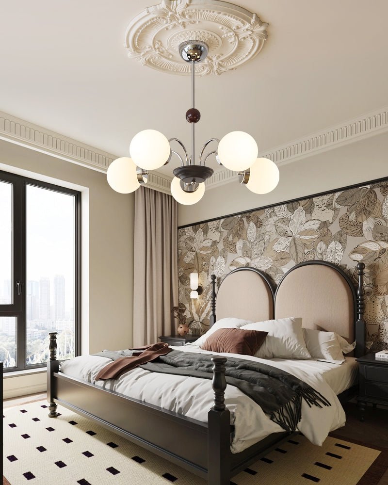 Lustra Chandelier Wood Glass Contemporary Curved - Letslighting