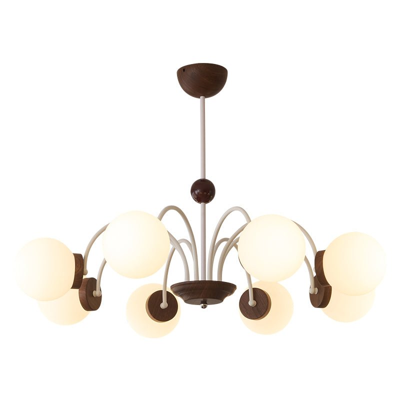 Lustra Chandelier Wood Glass Contemporary Curved - Letslighting