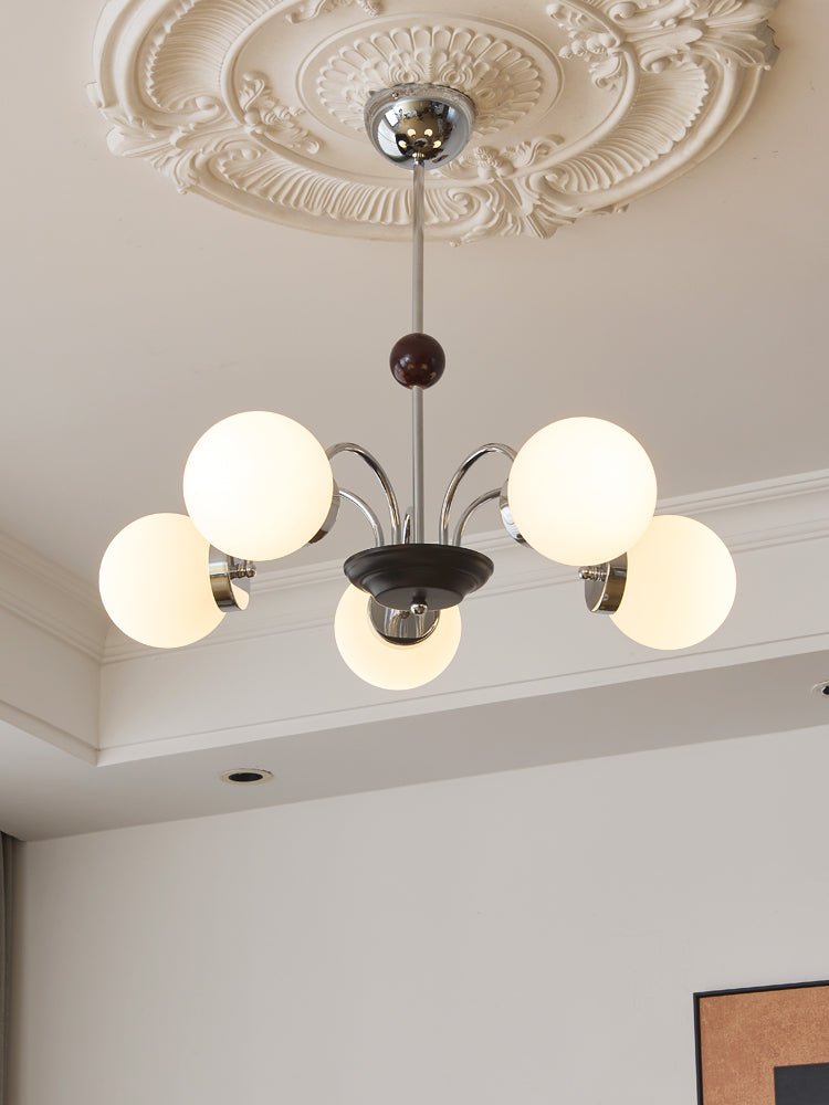 Lustra Chandelier Wood Glass Contemporary Curved - Letslighting
