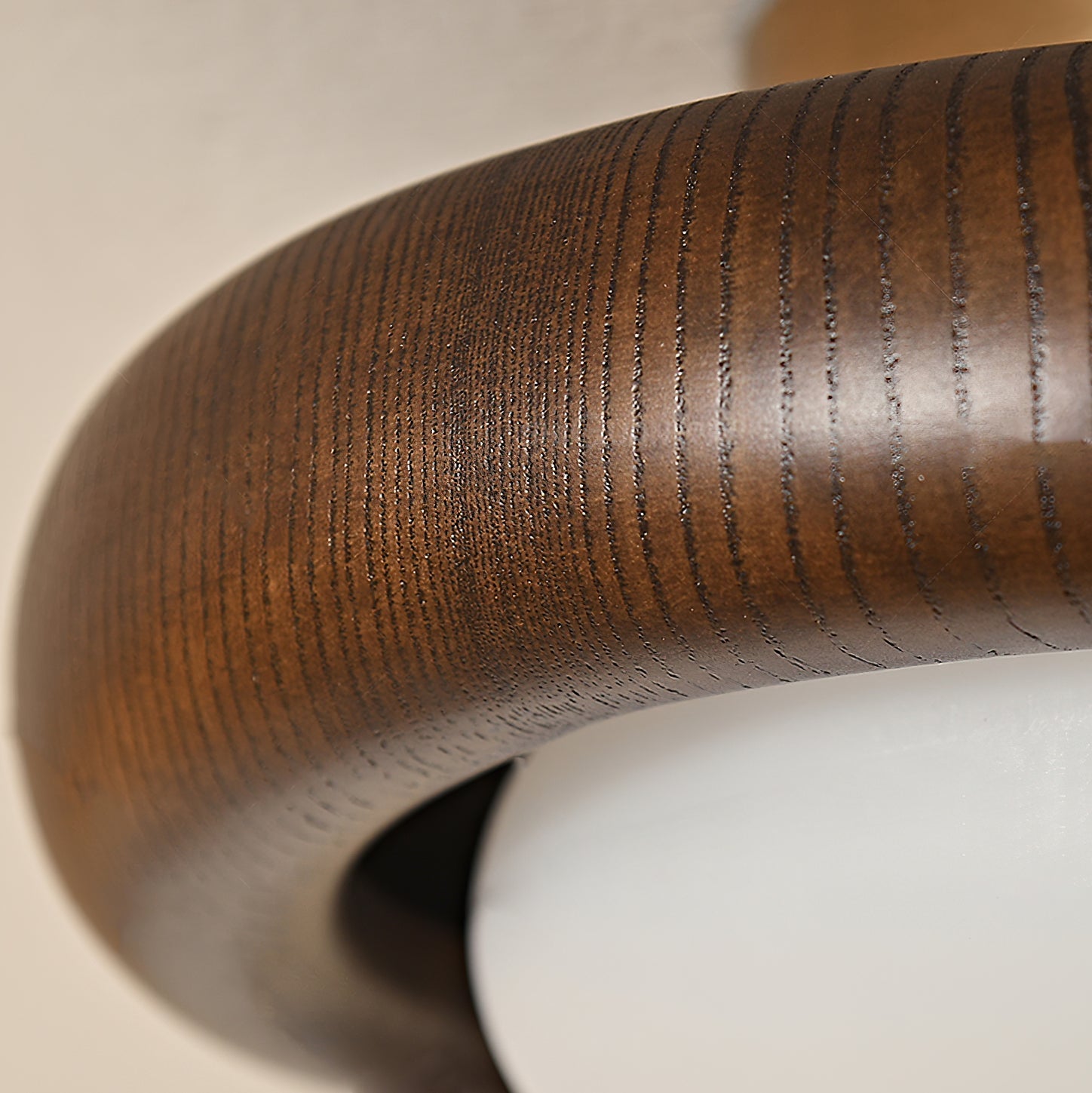 Novi Ceiling Lamp Wooden Ring With Frosted Globe - Letslighting