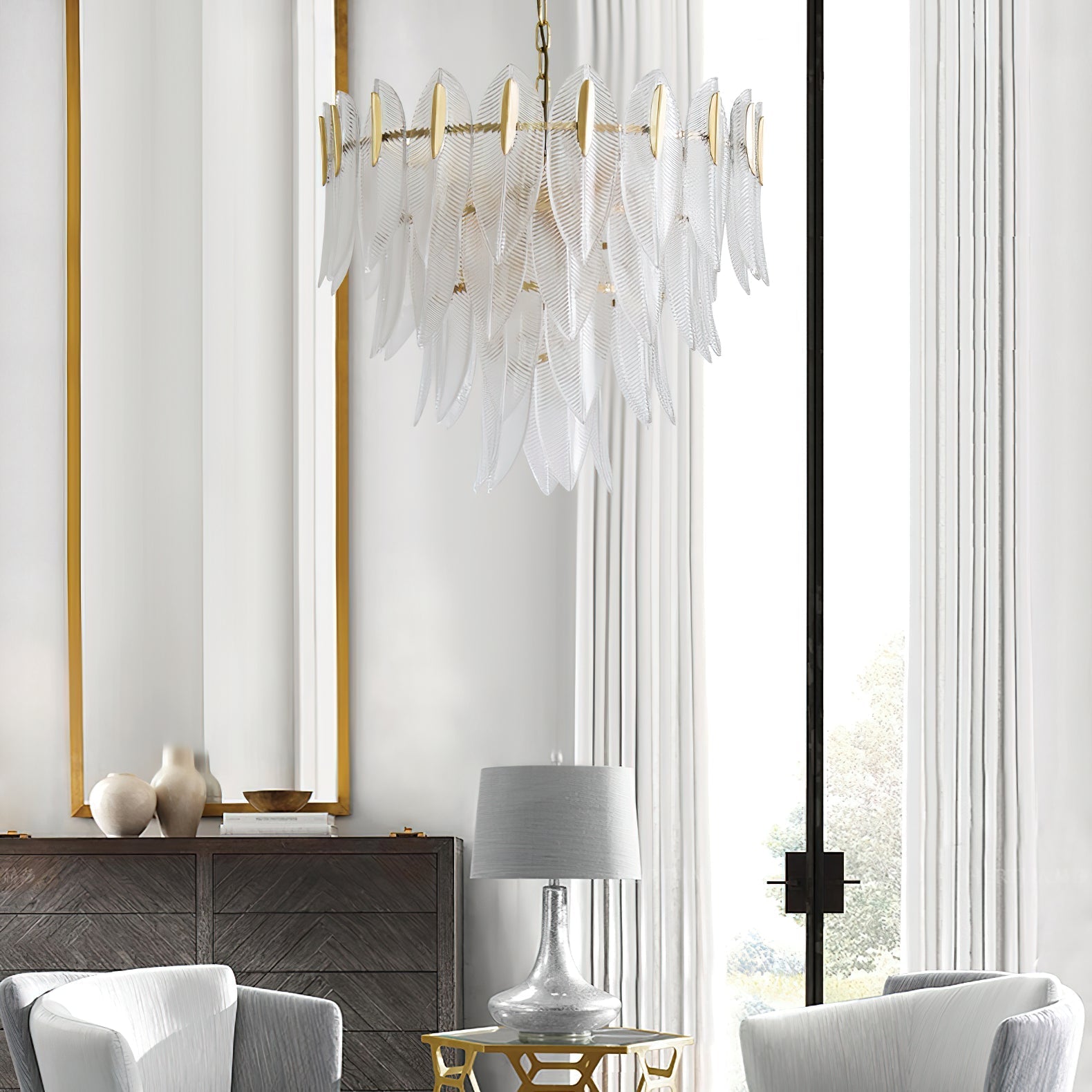 Ivthayra Postmodern Luxury Brass Glass Chandelier - Letslighting