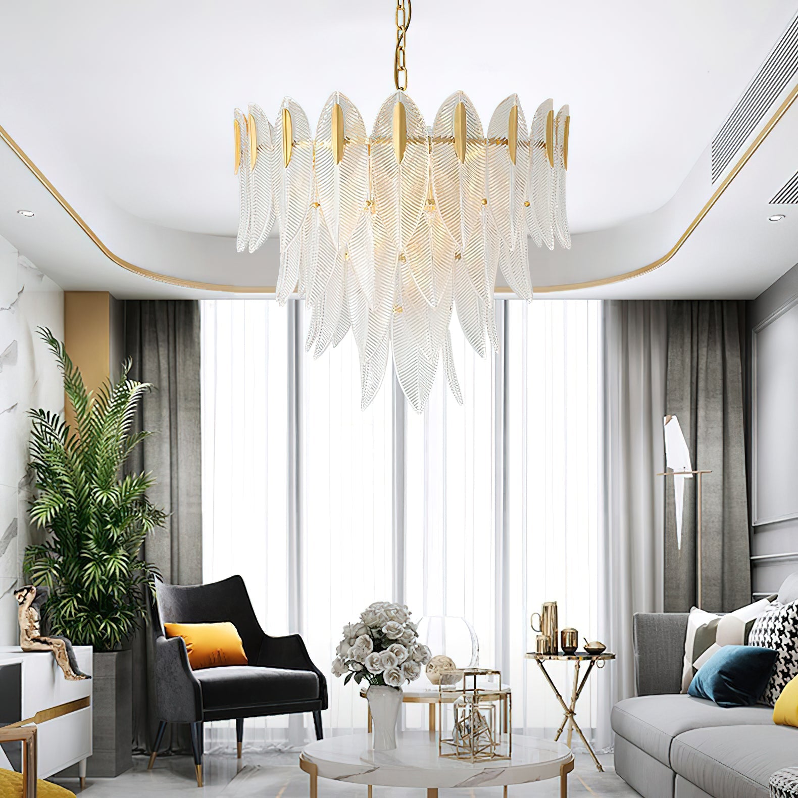 Ivthayra Postmodern Luxury Brass Glass Chandelier - Letslighting