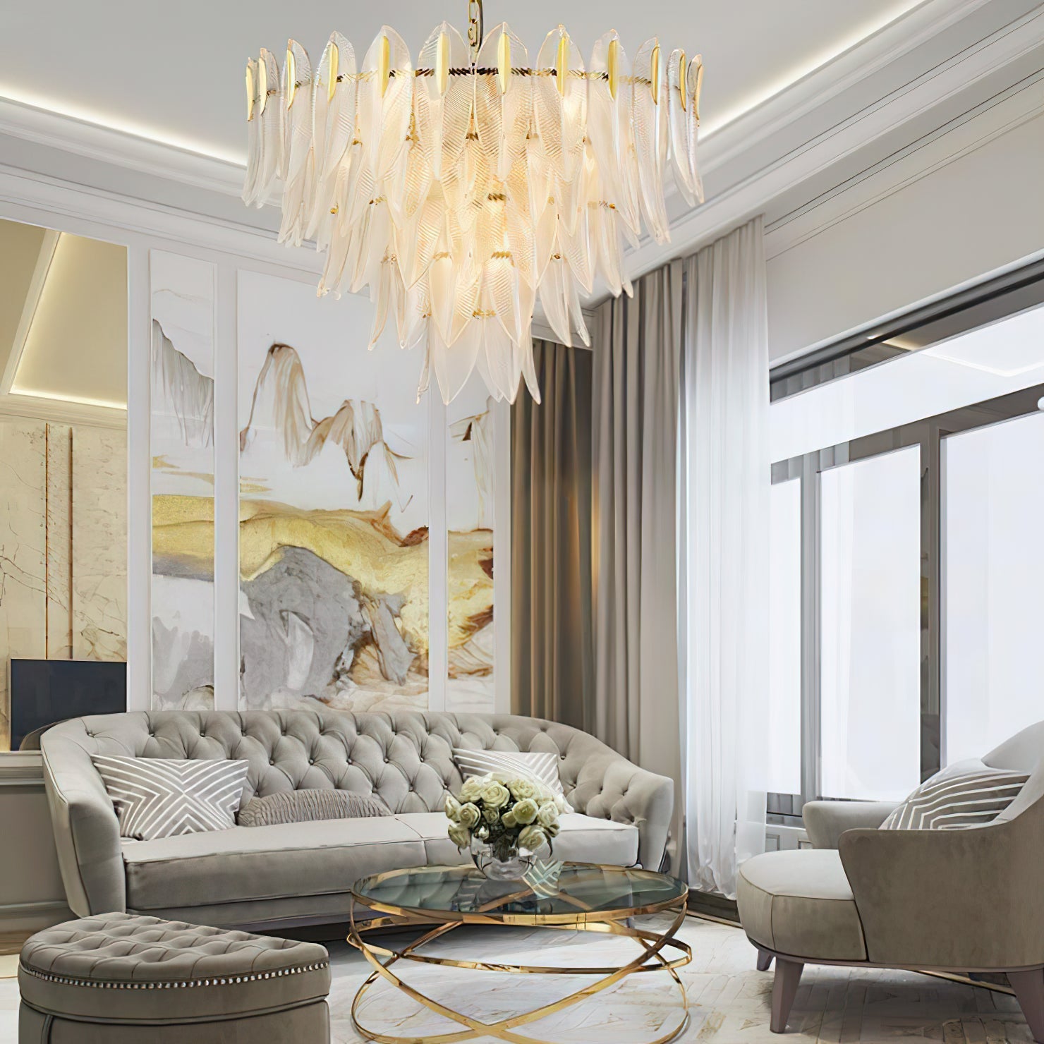 Ivthayra Postmodern Luxury Brass Glass Chandelier - Letslighting