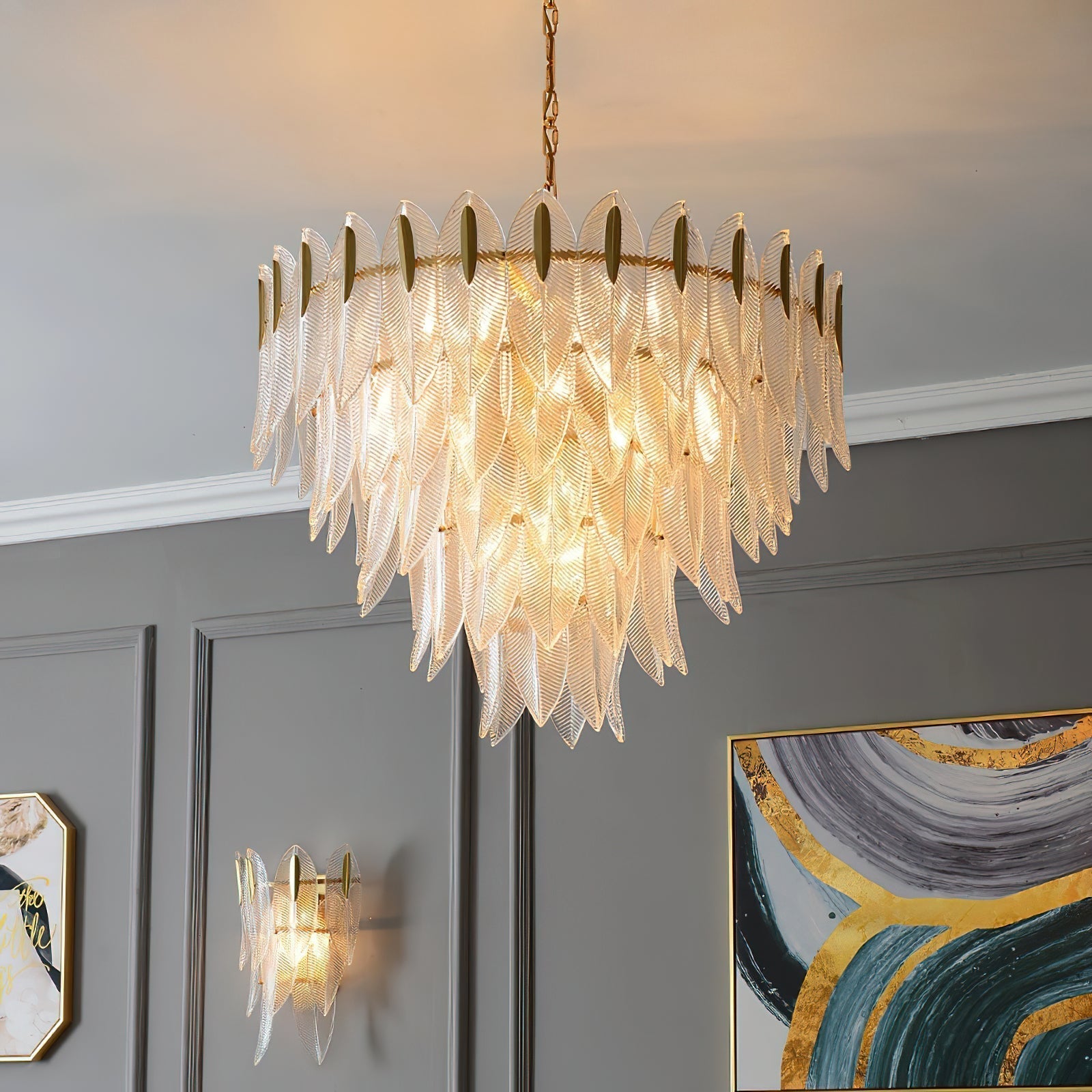 Ivthayra Postmodern Luxury Brass Glass Chandelier - Letslighting