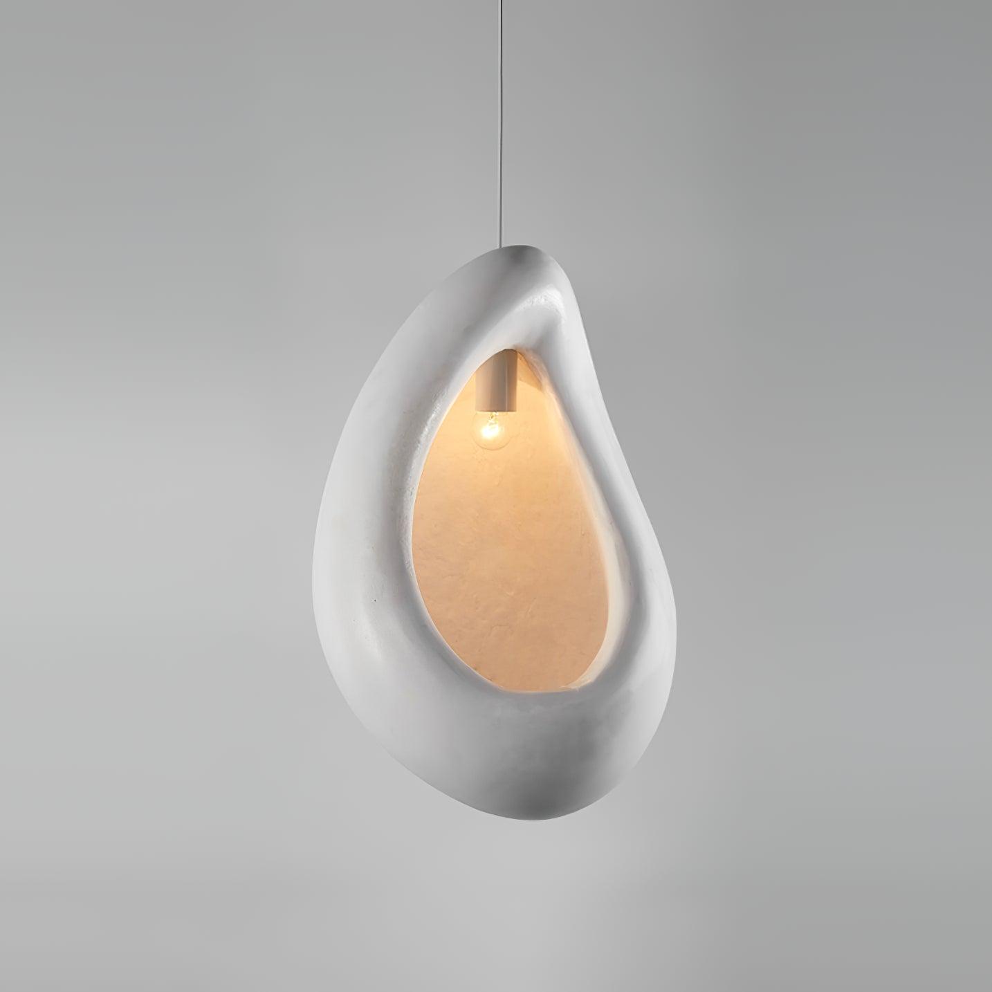 Solara Pendant Lamp Plaster Organic Hollow Teardrop Wabi Sabi - Letslighting