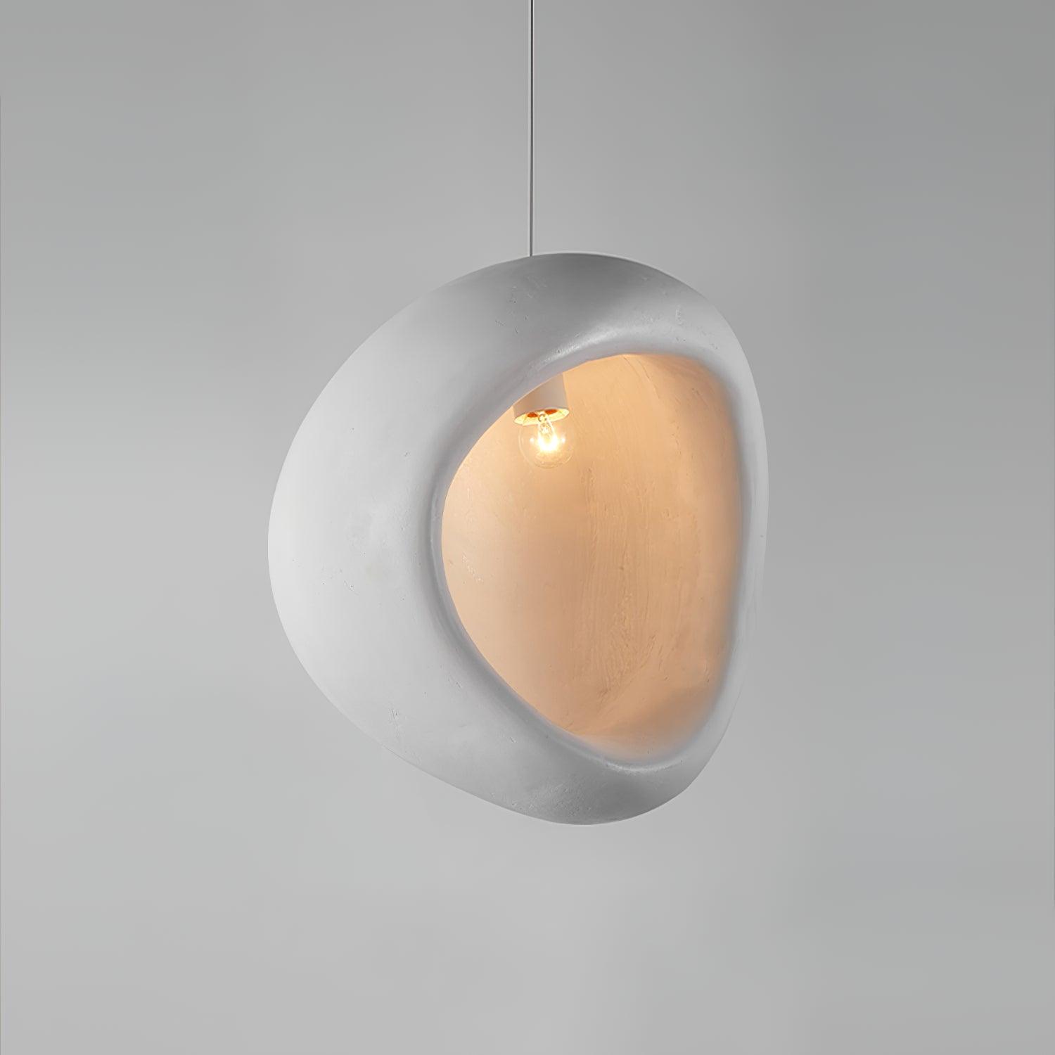Solara Pendant Lamp Plaster Organic Hollow Teardrop Wabi Sabi - Letslighting