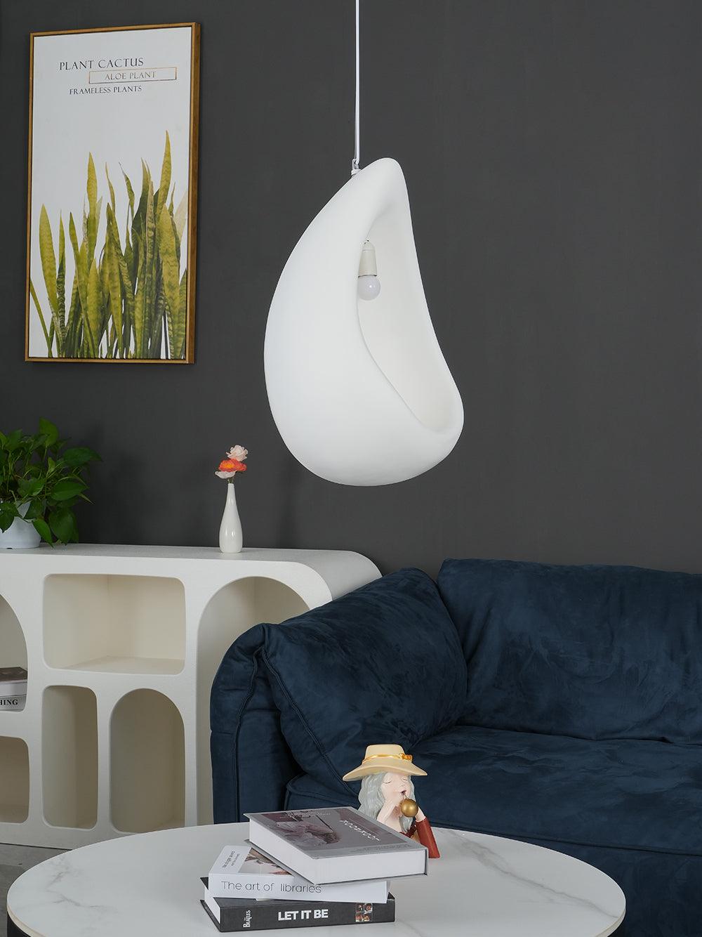 Solara Pendant Lamp Plaster Organic Hollow Teardrop Wabi Sabi - Letslighting