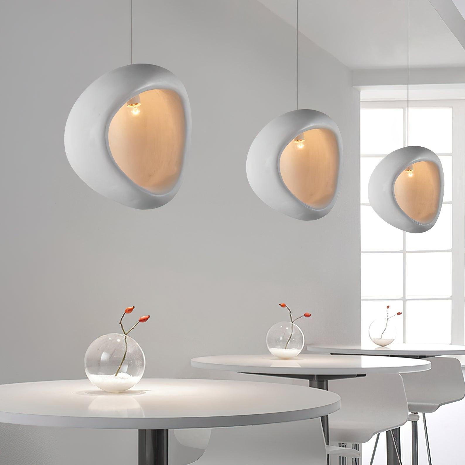 Solara Pendant Lamp Plaster Organic Hollow Teardrop Wabi Sabi - Letslighting