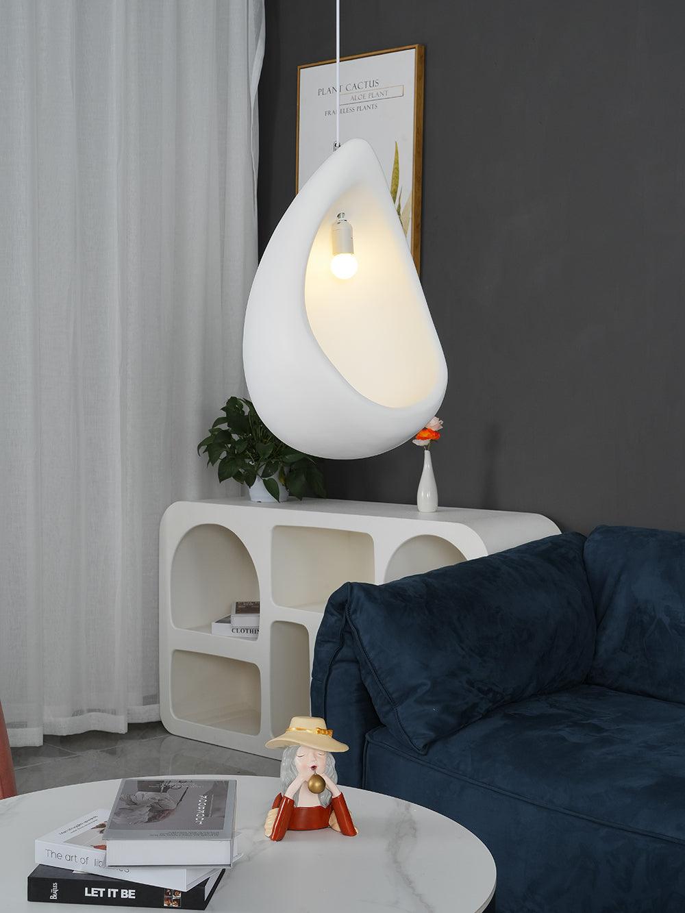 Solara Pendant Lamp Plaster Organic Hollow Teardrop Wabi Sabi - Letslighting