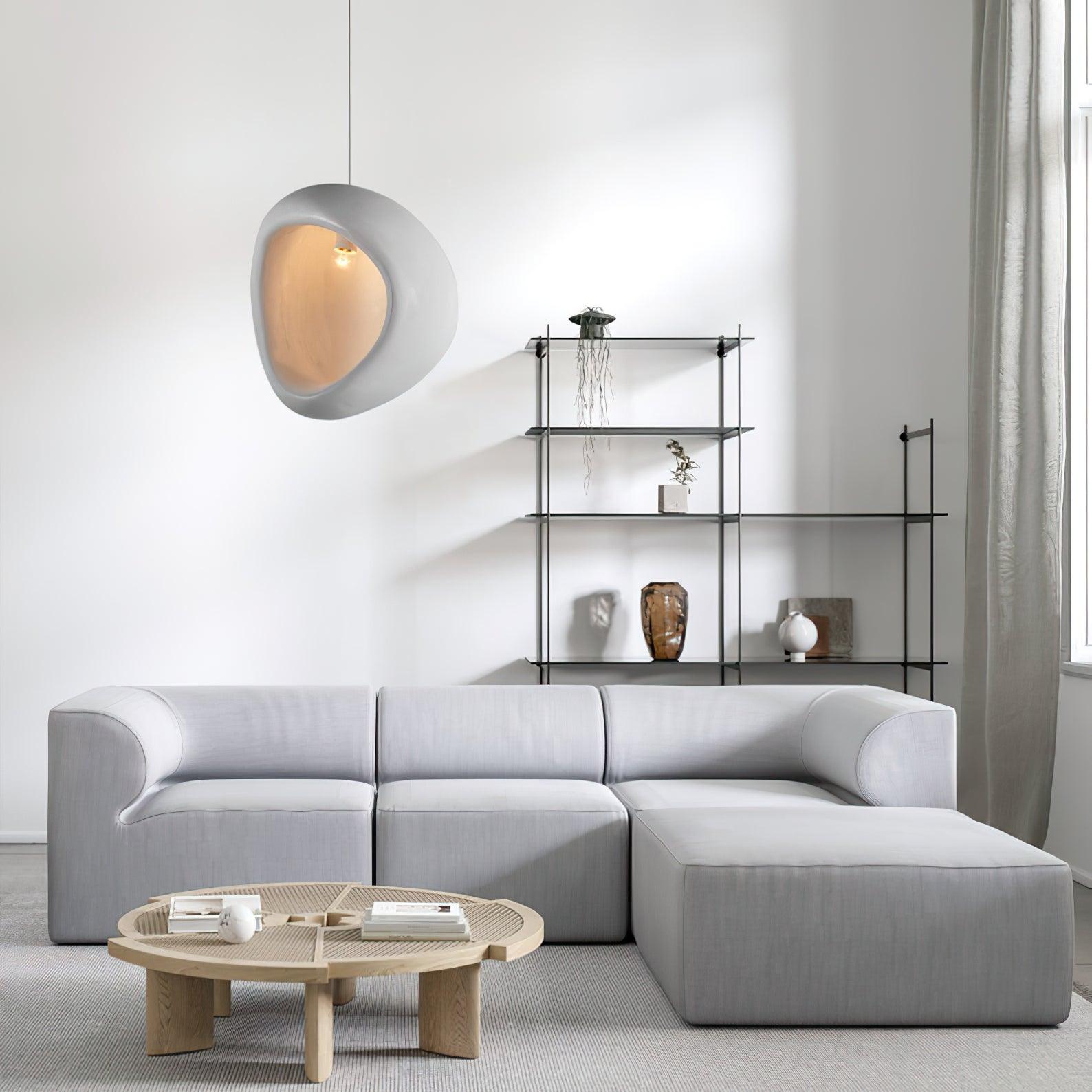 Solara Pendant Lamp Plaster Organic Hollow Teardrop Wabi Sabi - Letslighting