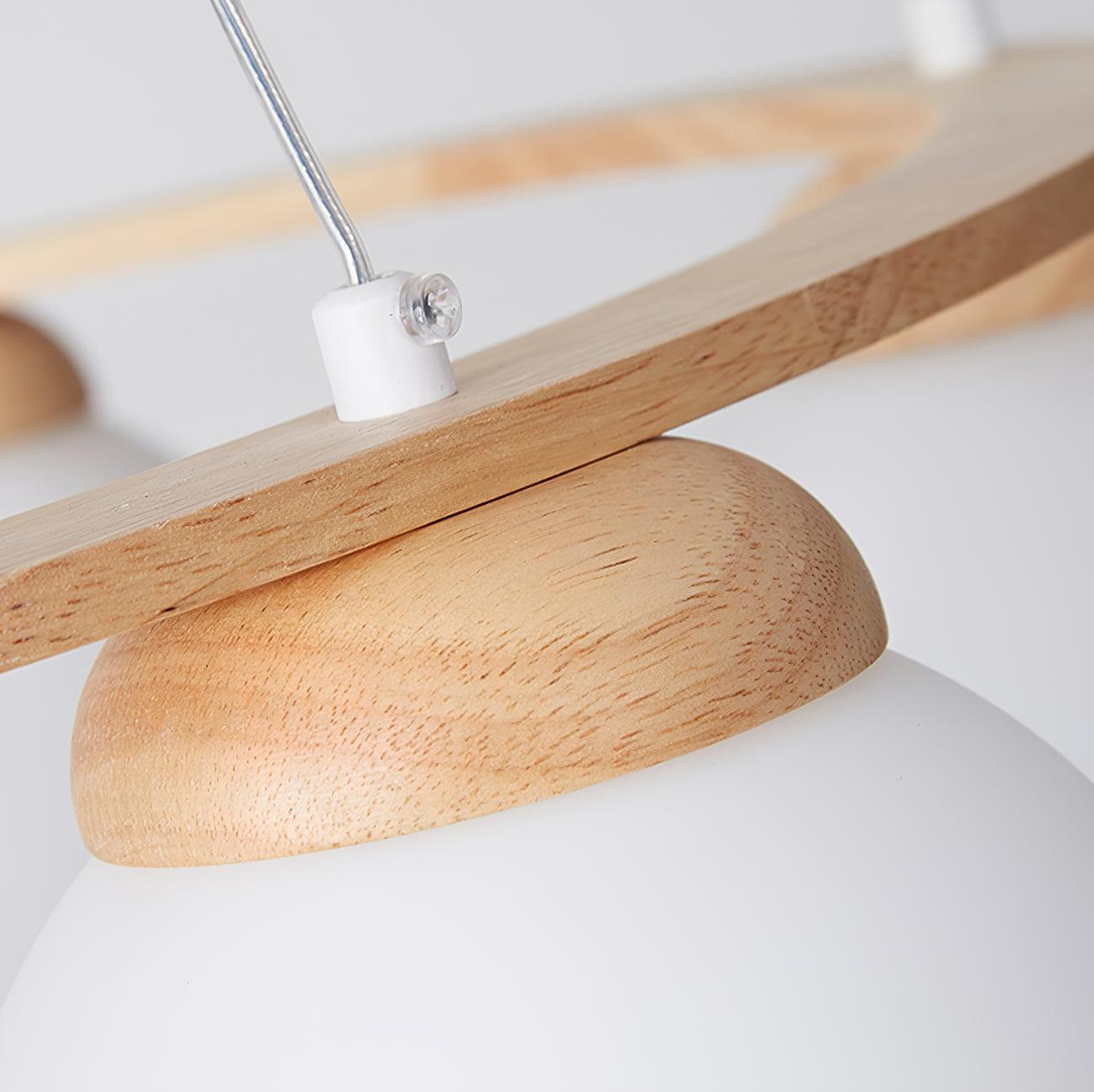 Lustra Chandelier Wood Ring Opal Glass Globes - Letslighting