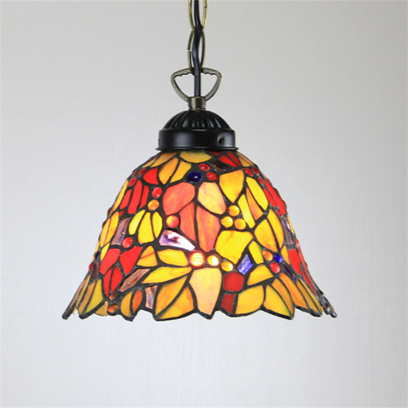Tiffany Cottage LED Pendant Light Metal Glass Living Room/Bedroom