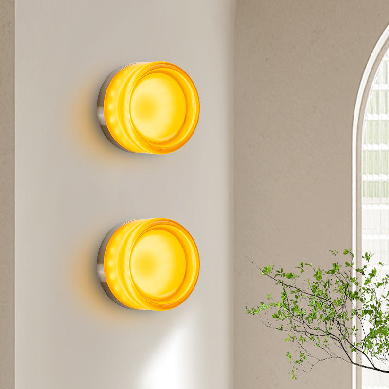 Valentina Modern Mini Drum Metal/Acrylic Outdoor Wall Lamp, Transparent