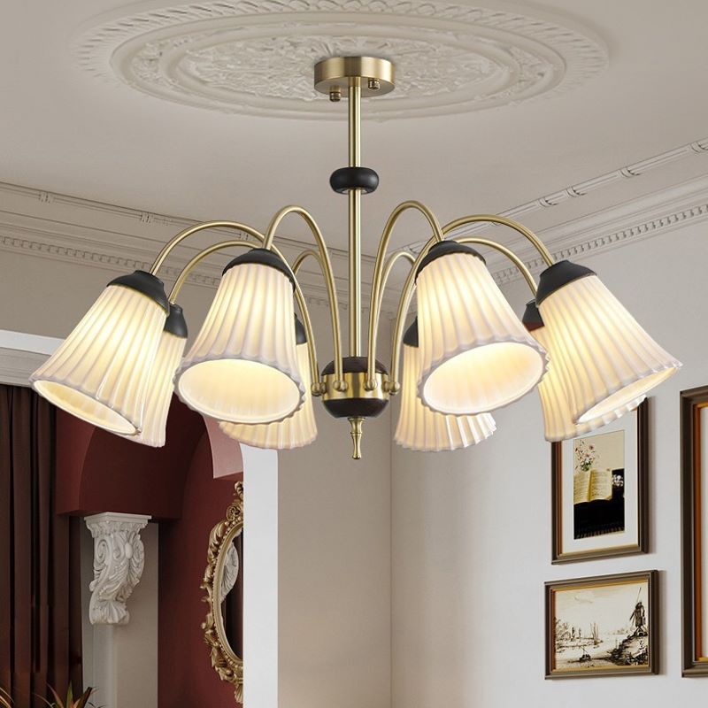 Ray Retro LED Chandelier Golden Metal Dining Room Bedroom