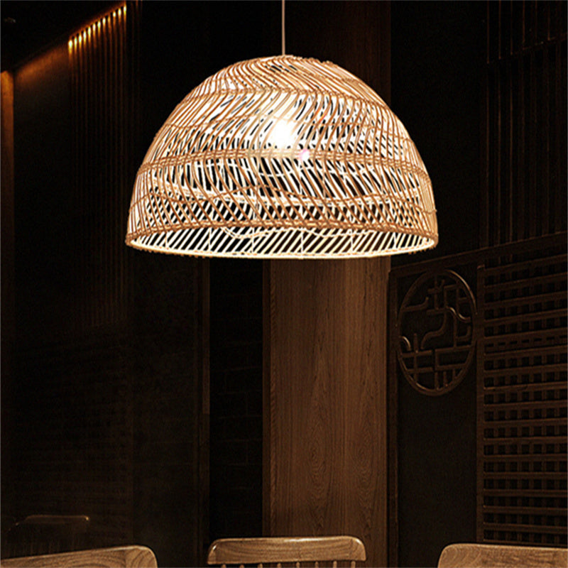 Ritta Retro Handmade Rattan Metal Pendant Light Bedroom