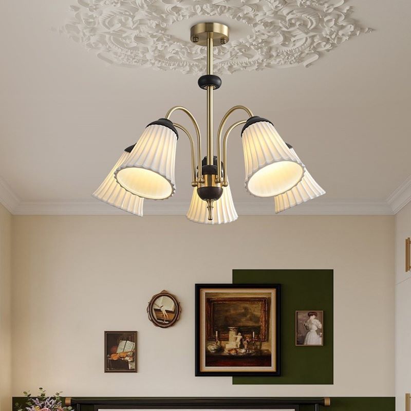 Ray Retro LED Chandelier Golden Metal Dining Room Bedroom