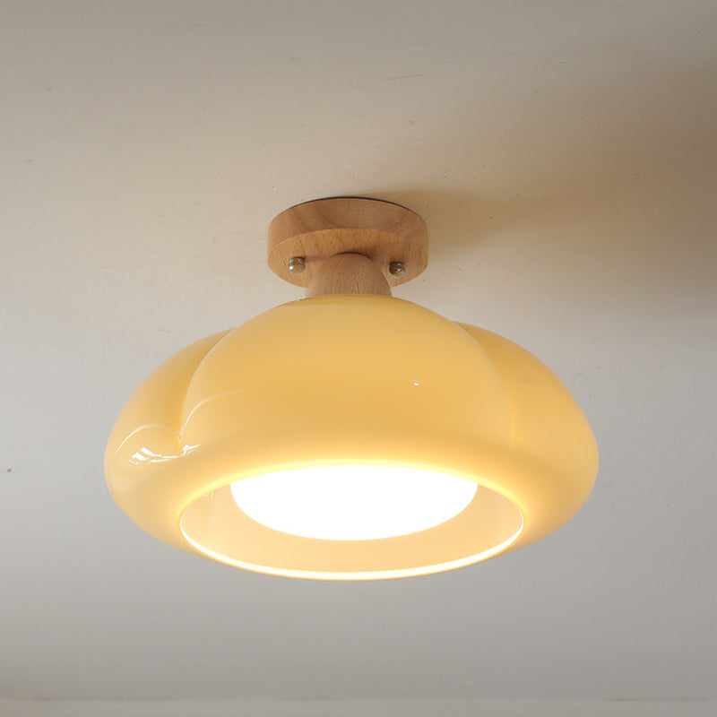 Valentina Modern LED Pumpkin Creativity Ceiling Light Glass Wood Aisle Hallway Bedroom Living Room