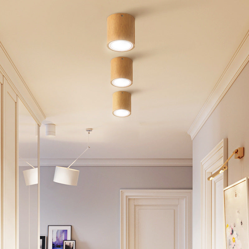 Muto Modern Wood Ceiling Light, Cylindrical, Corridor/Balcony - Letslighting
