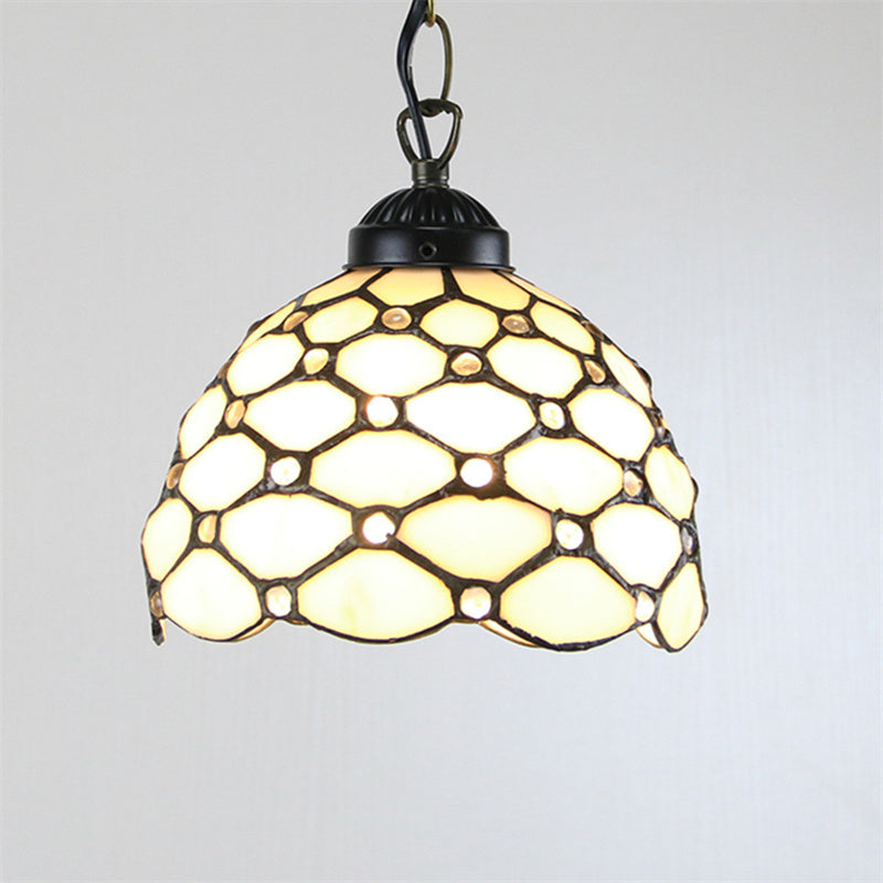 Tiffany Cottage LED Pendant Light Metal Glass Living Room/Bedroom