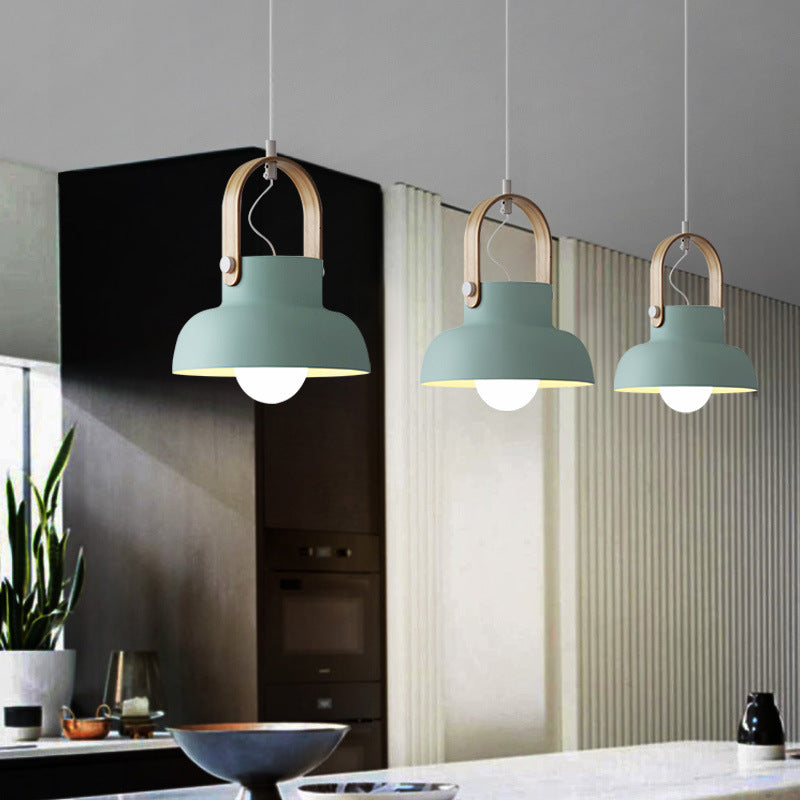 Valentina Vintage Pendant Light Black/Orange Metal/Wood Bedroom