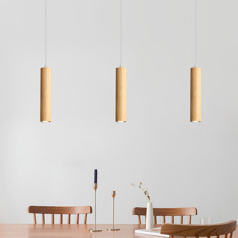 Muto Cylindrical Wood Pendant Light for Bedroom Kitchen Island - Letslighting