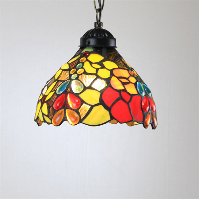 Tiffany Cottage LED Pendant Light Metal Glass Living Room/Bedroom