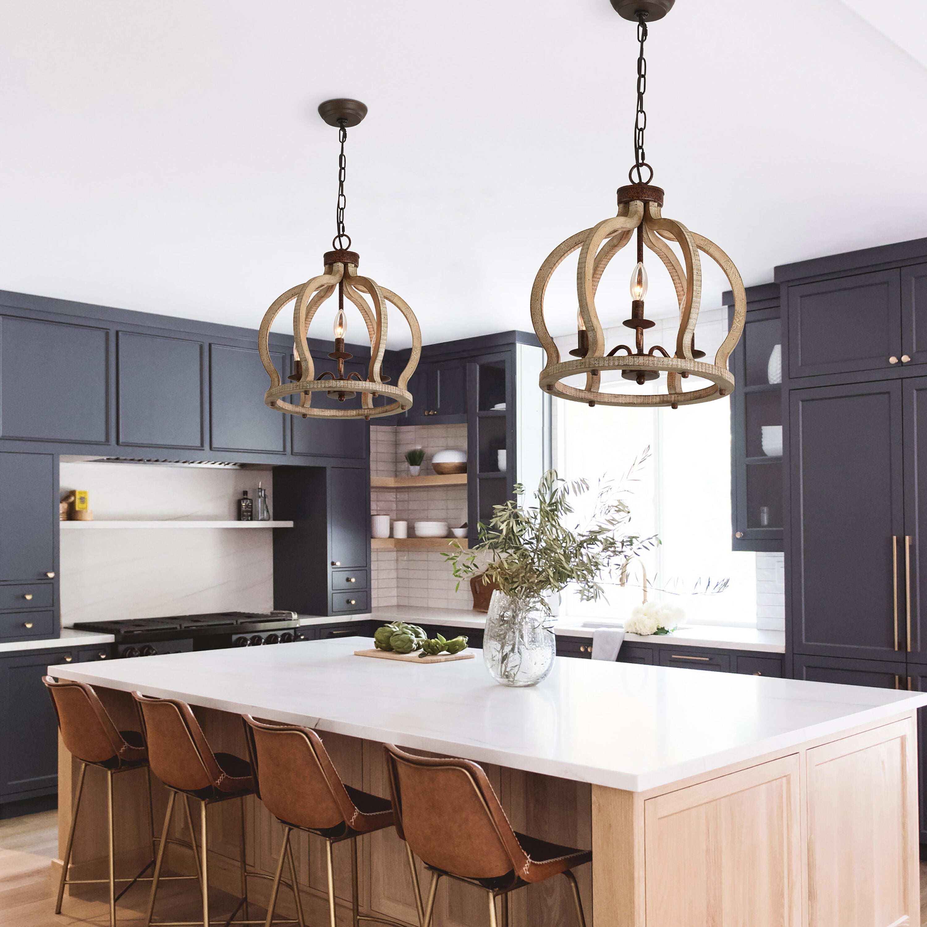 Vivinir Vintage Industrial Aura Farmhouse Wooden Pendant Lamp - Letslighting
