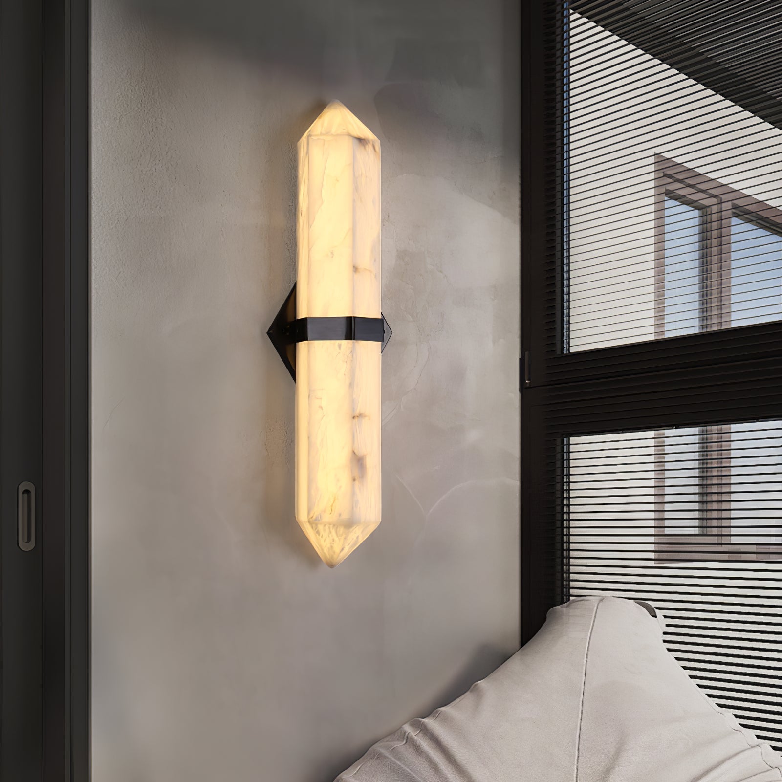 Obelisk Modern Metal & Alabaster Wall Light