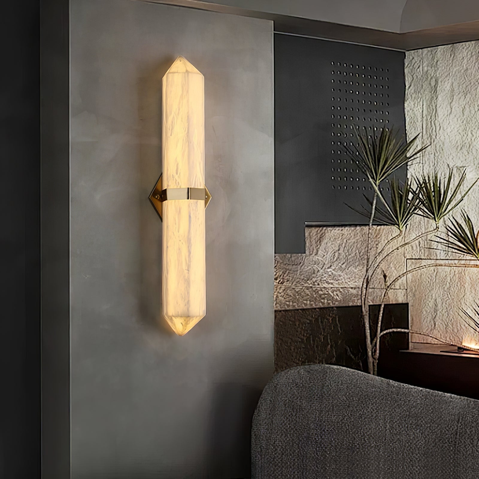 Obelisk Modern Metal & Alabaster Wall Light