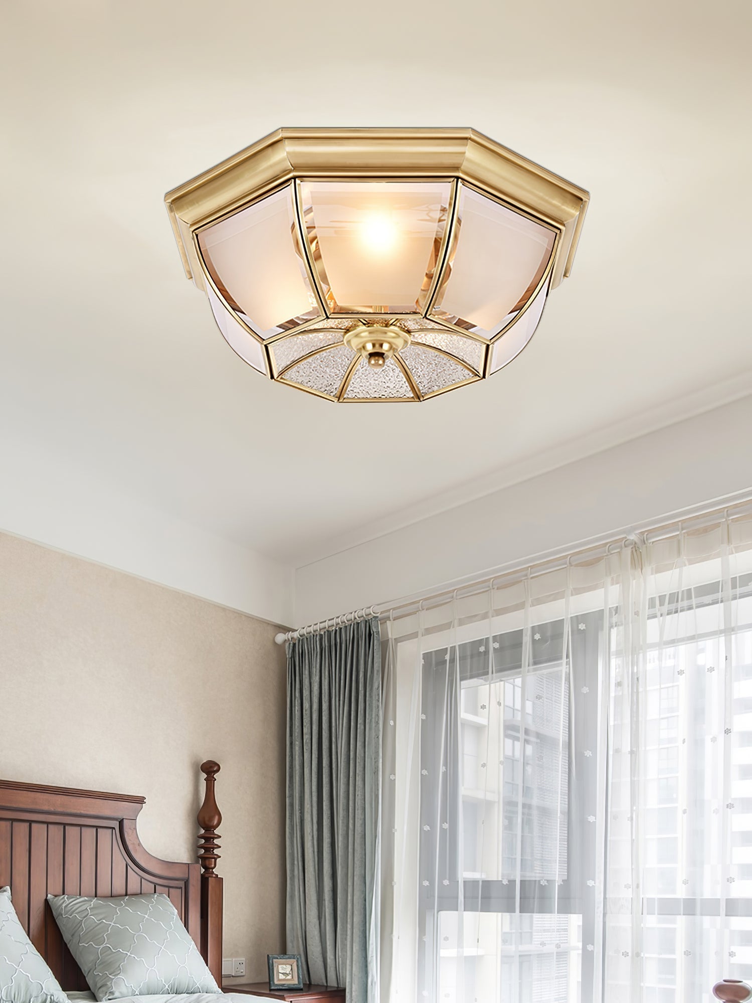 Alirora Bowl Shaped Brass Glass Ceiling Lamp - Letslighting