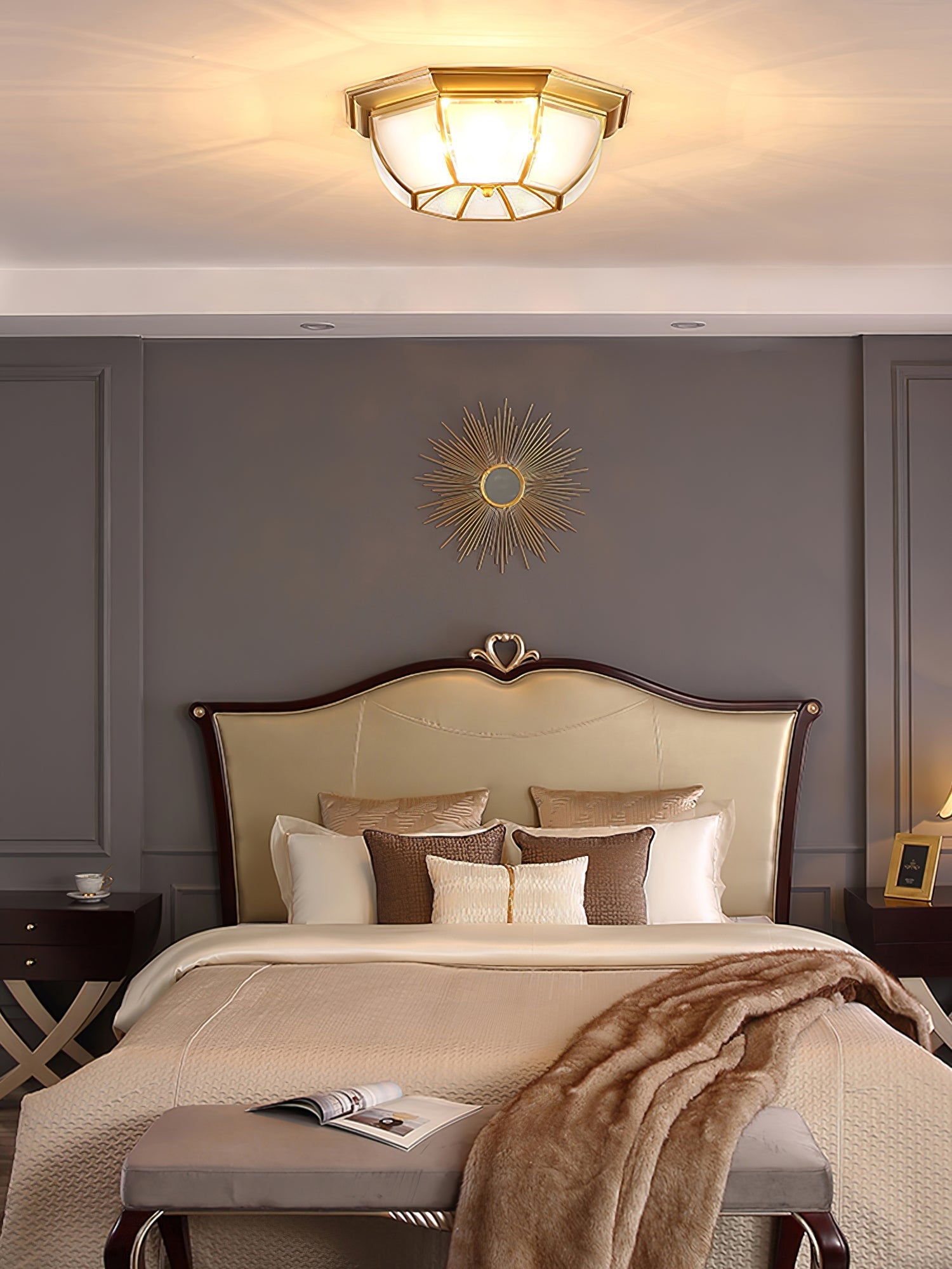 Alirora Bowl Shaped Brass Glass Ceiling Lamp - Letslighting