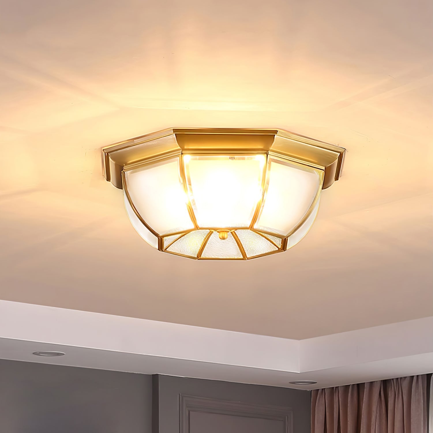 Alirora Bowl Shaped Brass Glass Ceiling Lamp - Letslighting