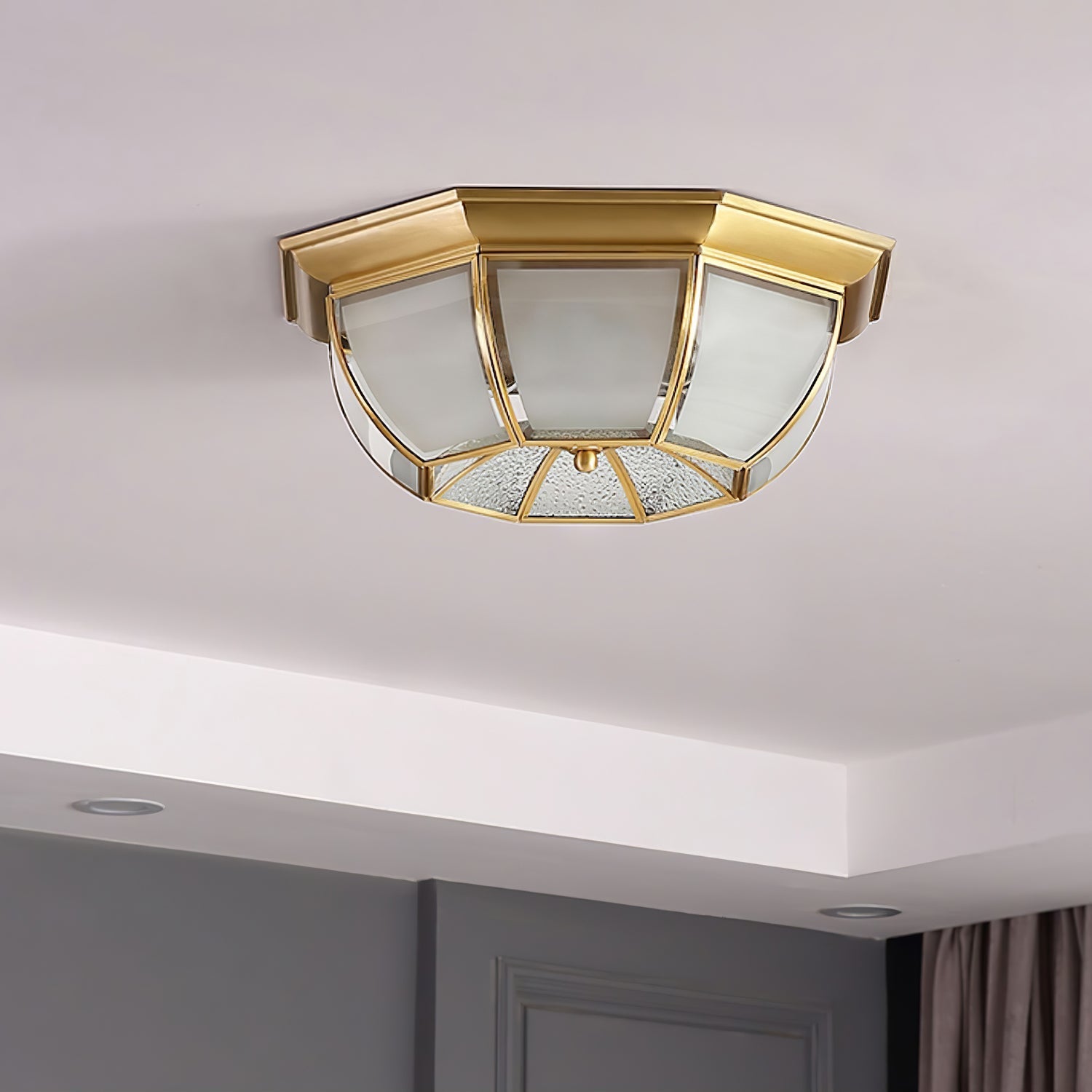 Alirora Bowl Shaped Brass Glass Ceiling Lamp - Letslighting