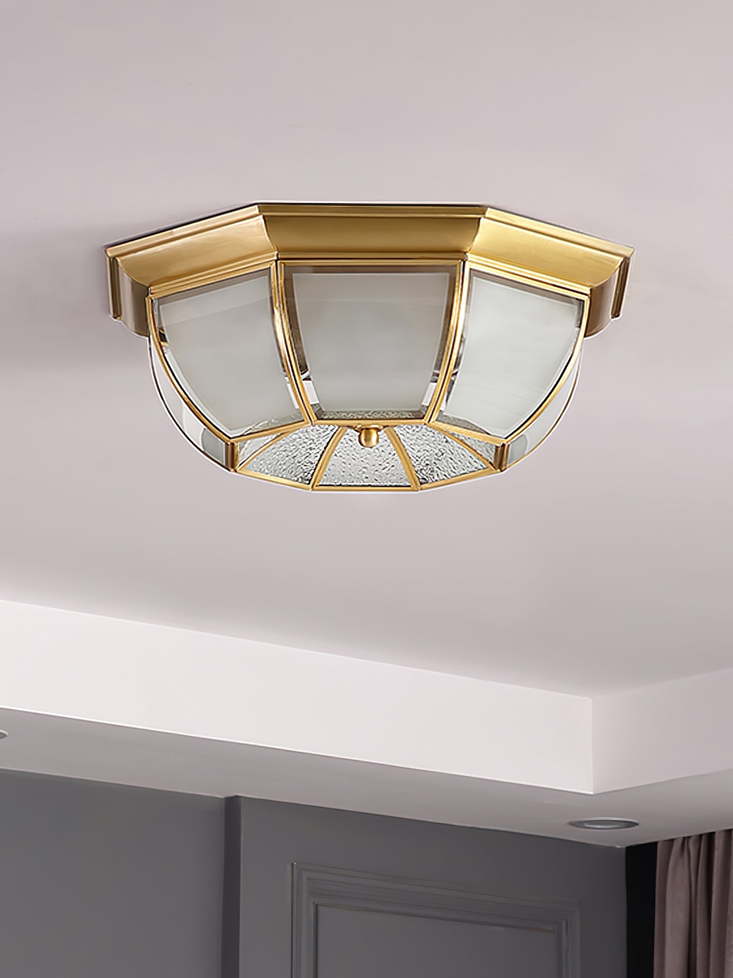 Alirora Bowl Shaped Brass Glass Ceiling Lamp - Letslighting