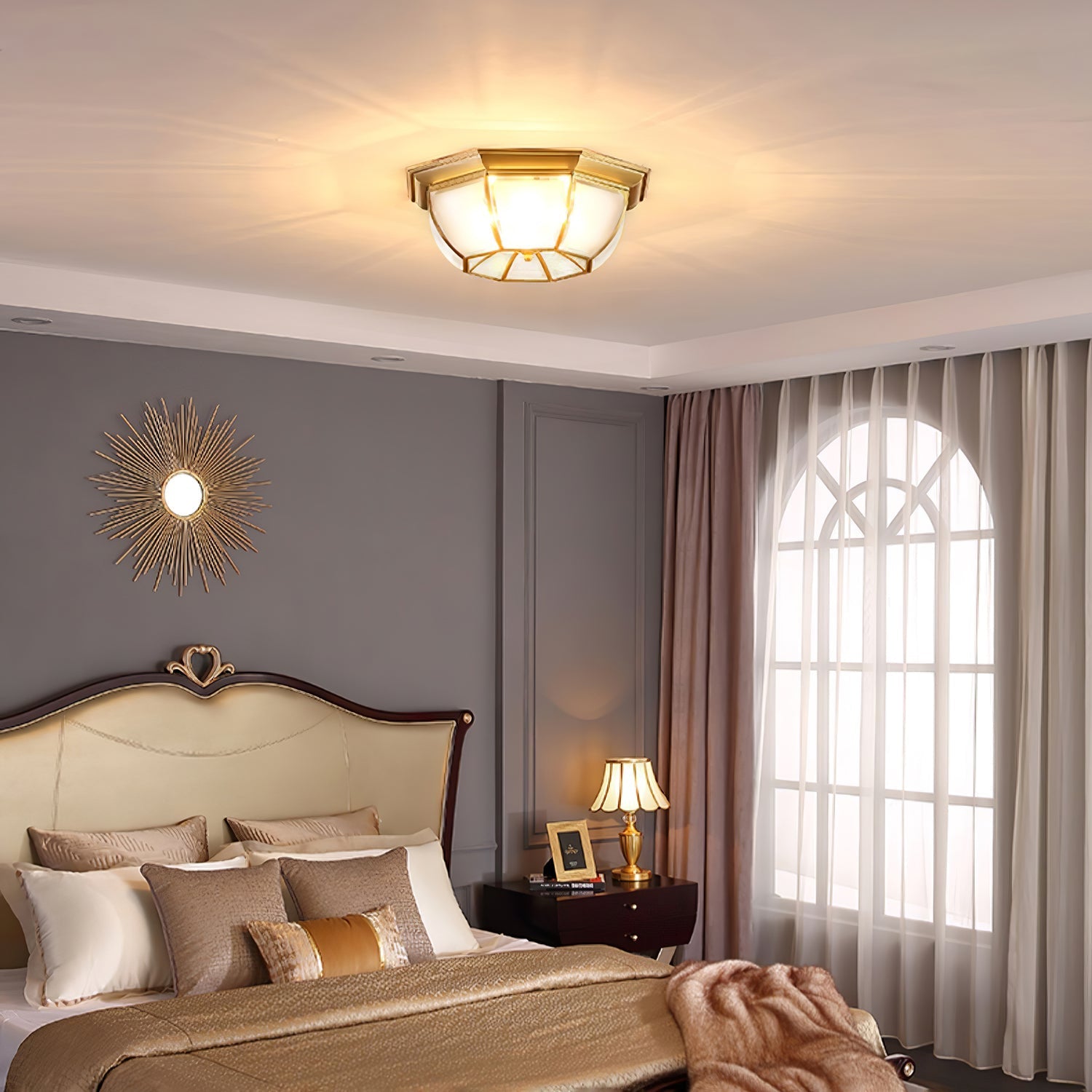 Alirora Bowl Shaped Brass Glass Ceiling Lamp - Letslighting