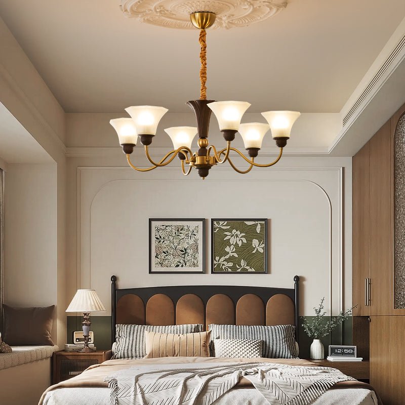 Ciphaen Traditional Elegance Vintage Wood Glass Chandelier - Letslighting