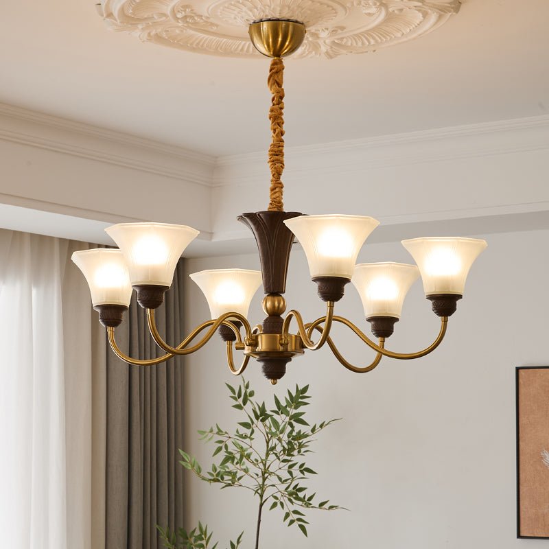 Ciphaen Traditional Elegance Vintage Wood Glass Chandelier - Letslighting