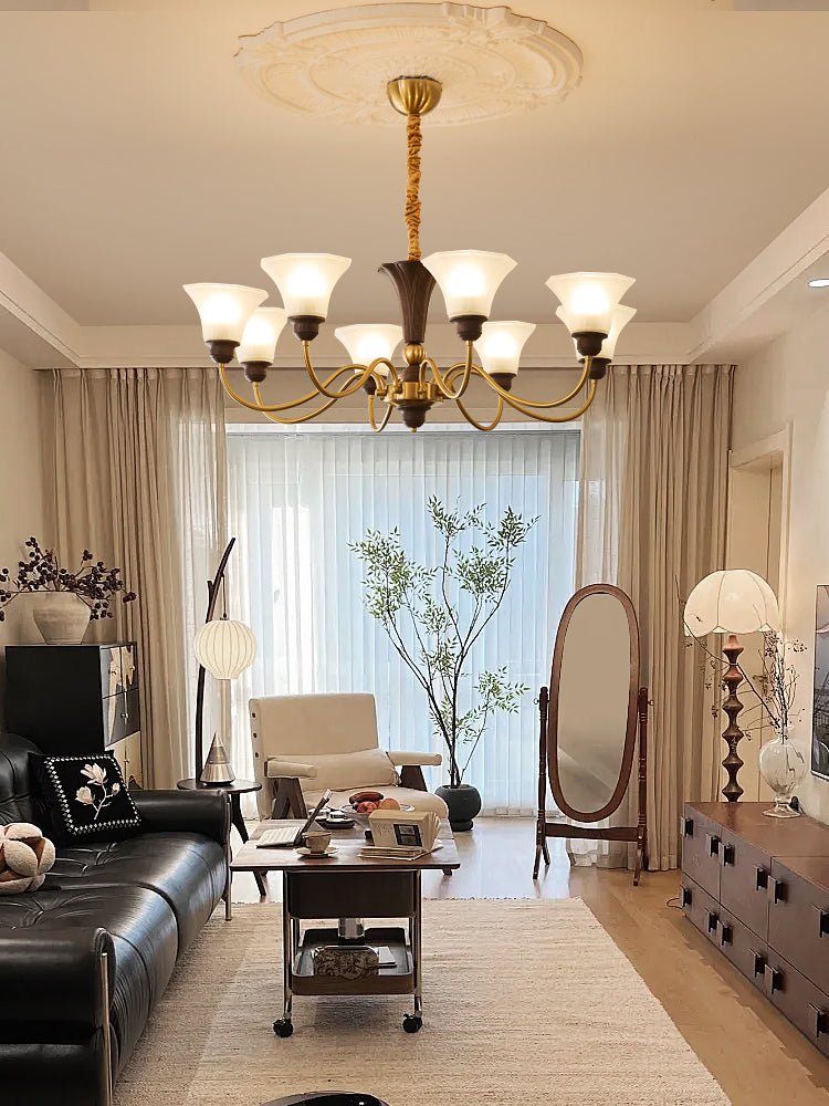 Ciphaen Traditional Elegance Vintage Wood Glass Chandelier - Letslighting